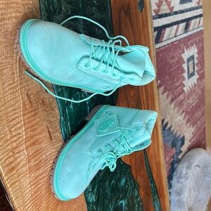 Timberland Green Combat Boots with Matte Finish